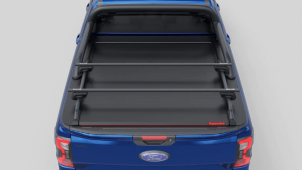 Tessera Roll+ Laderaumabdeckung Rollverdeck "Basic" manuell für FORD Ranger T6.2 P703 2023+ D/C (double cab) mit OEM Überrollbügel TESS 14060 ROLL black matt