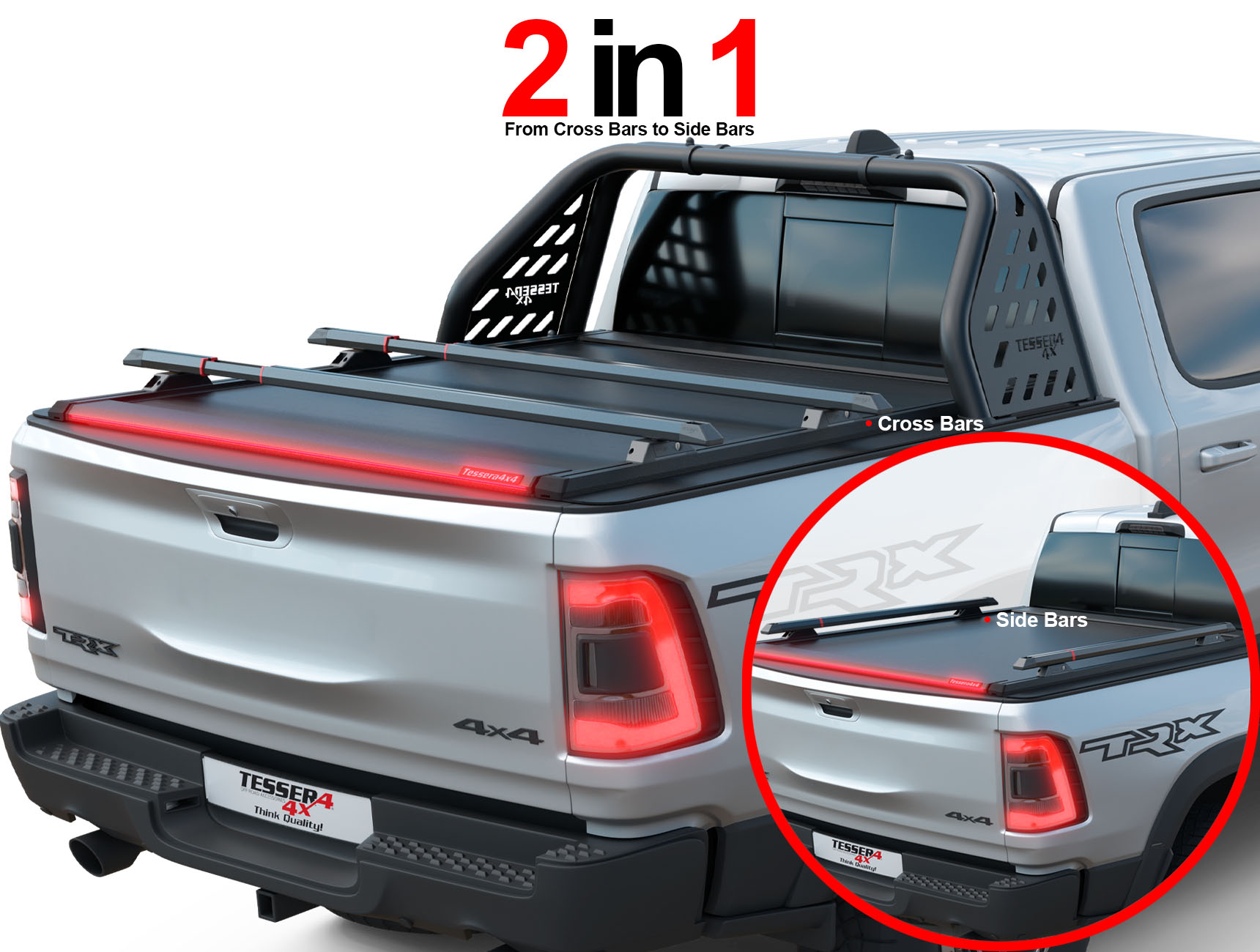 Tessera Bar+ 2in1 Dachträger Reling BAR002US black matt für USA Pickup Tessera Bar+ 2in1 Dachträger Reling BAR002US black matt für USA Pickup