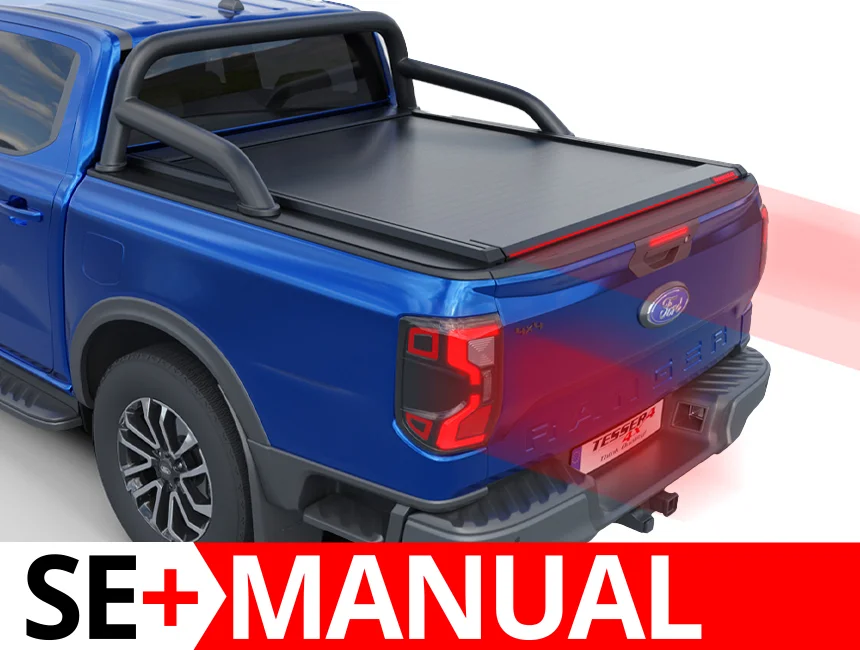 Laderaumabdeckung Tessera SE+ Ford Ranger (P703) 2023+ XLT SPORT 001 Laderaumabdeckung Rollverdeck Tessera SE+ manuell für FORD Ranger T6.2 P703 2023+ mit OEM Überrollbügel D/C TESS 16060 SE+ black matt