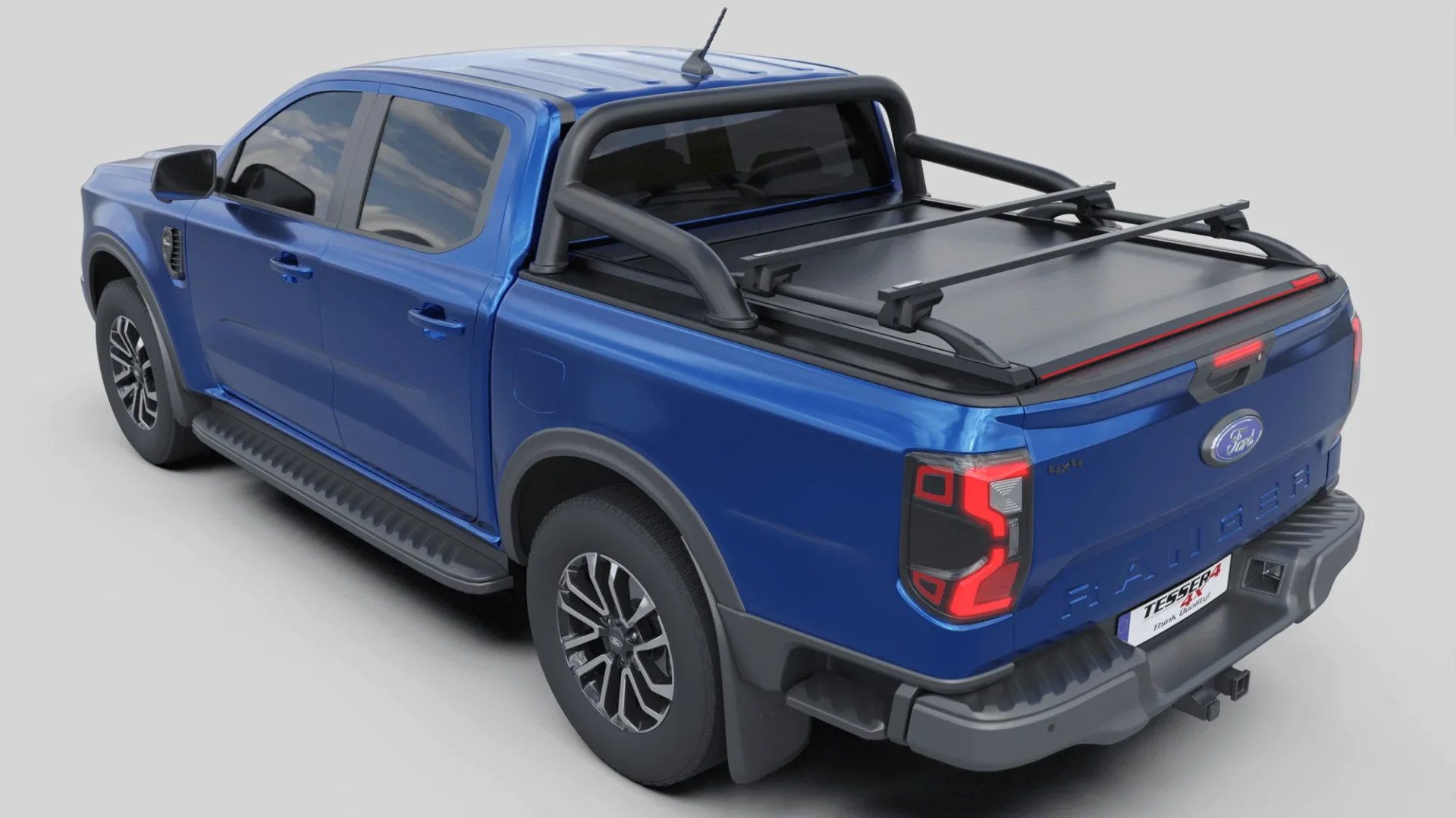 Laderaumabdeckung Tessera SE+ Ford Ranger (P703) 2023+ XLT SPORT 008 Laderaumabdeckung Rollverdeck Tessera SE+ manuell für FORD Ranger T6.2 P703 2023+ mit OEM Überrollbügel D/C TESS 16060 SE+ black matt