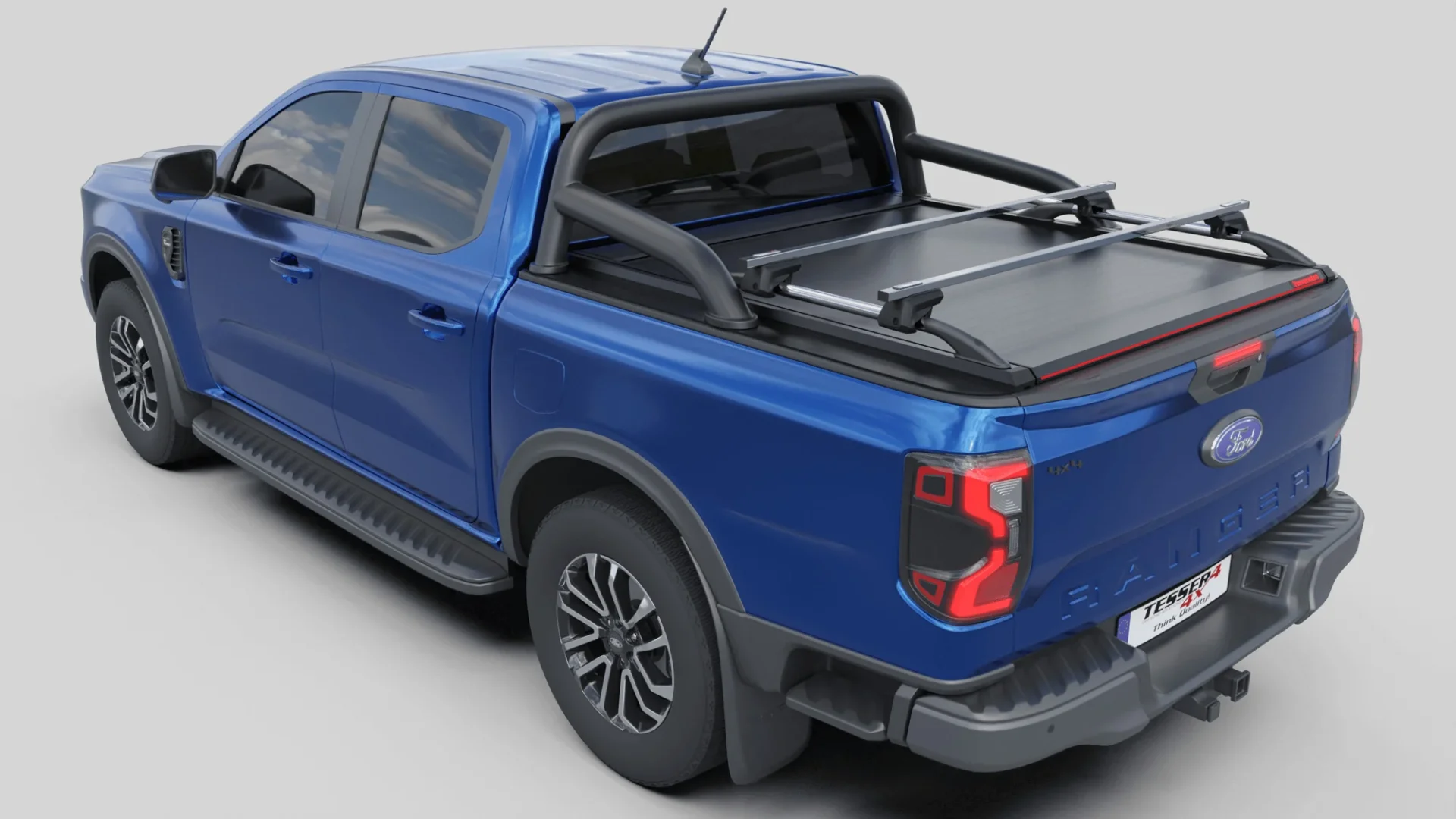 Laderaumabdeckung Tessera SE+ Ford Ranger (P703) 2023+ XLT SPORT 009 Laderaumabdeckung Rollverdeck Tessera SE+ manuell für FORD Ranger T6.2 P703 2023+ mit OEM Überrollbügel D/C TESS 16060 SE+ black matt
