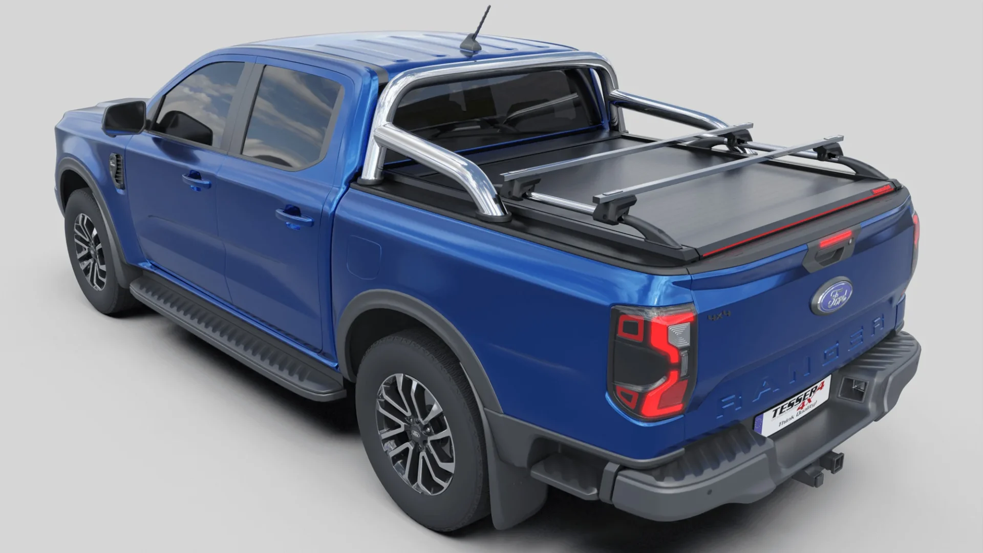 Laderaumabdeckung Tessera SE+ Ford Ranger (P703) 2023+ XLT SPORT 010 Laderaumabdeckung Rollverdeck Tessera SE+ manuell für FORD Ranger T6.2 P703 2023+ mit OEM Überrollbügel D/C TESS 16060 SE+ black matt