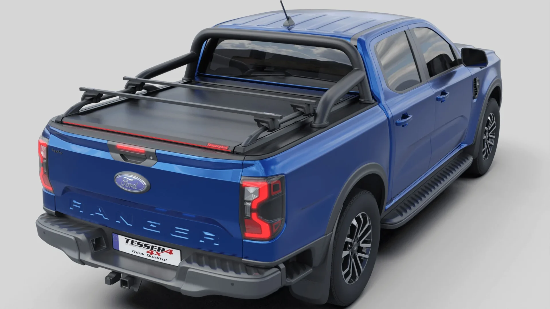 Laderaumabdeckung Tessera SE+ Ford Ranger (P703) 2023+ XLT SPORT 011 Laderaumabdeckung Rollverdeck Tessera SE+ manuell für FORD Ranger T6.2 P703 2023+ mit OEM Überrollbügel D/C TESS 16060 SE+ black matt