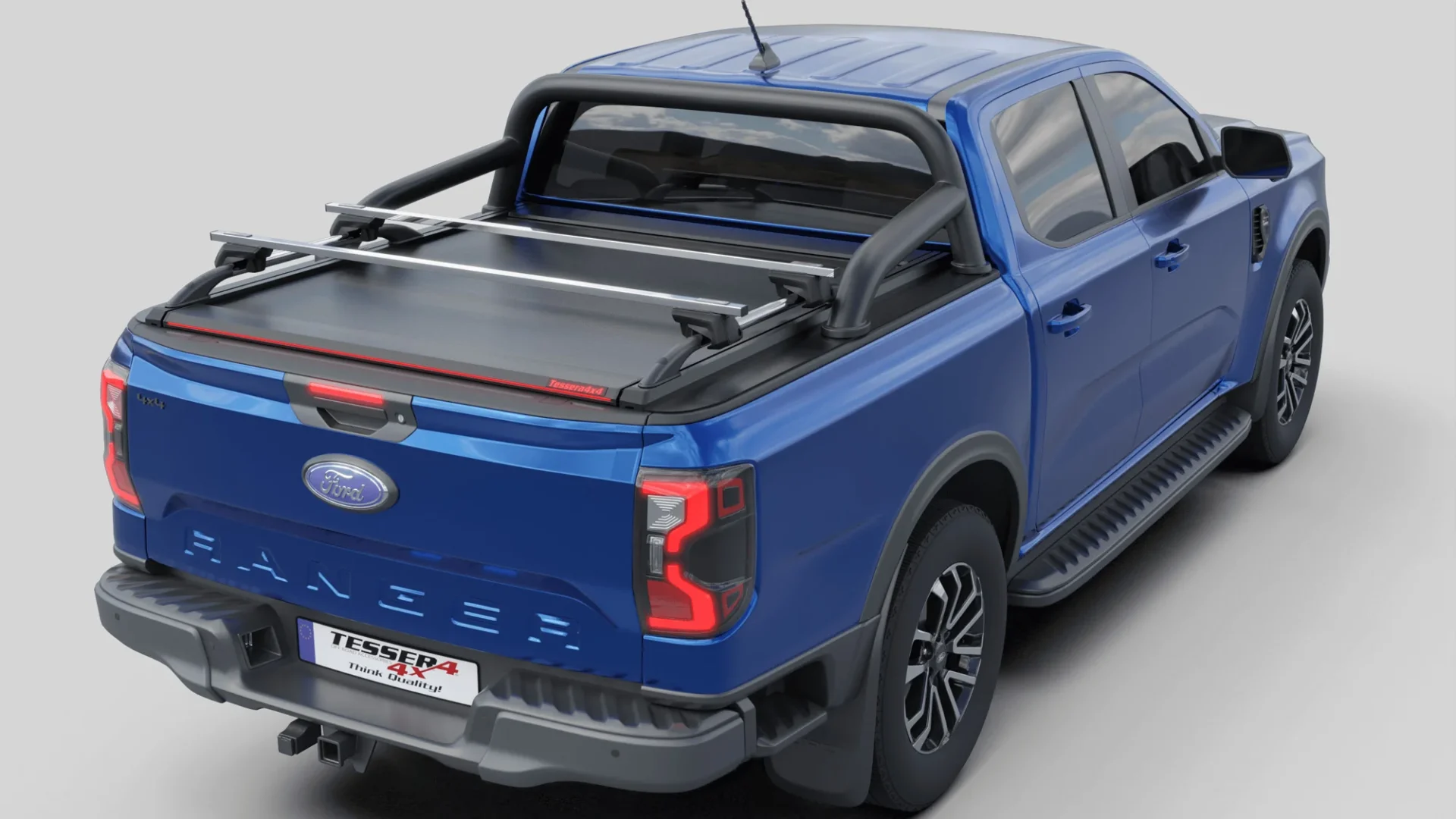 Laderaumabdeckung Tessera SE+ Ford Ranger (P703) 2023+ XLT SPORT 012 Laderaumabdeckung Rollverdeck Tessera SE+ manuell für FORD Ranger T6.2 P703 2023+ mit OEM Überrollbügel D/C TESS 16060 SE+ black matt