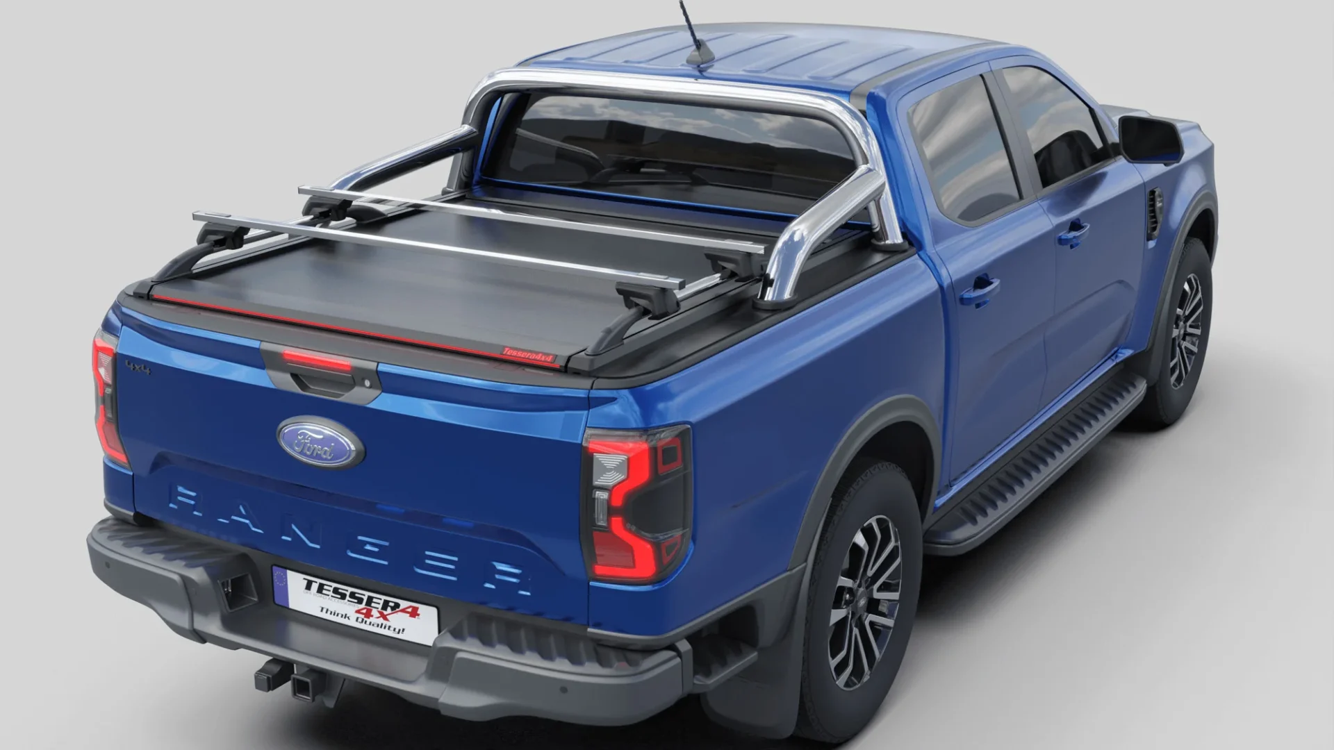 Laderaumabdeckung Tessera SE+ Ford Ranger (P703) 2023+ XLT SPORT 013 Laderaumabdeckung Rollverdeck Tessera SE+ manuell für FORD Ranger T6.2 P703 2023+ mit OEM Überrollbügel D/C TESS 16060 SE+ black matt