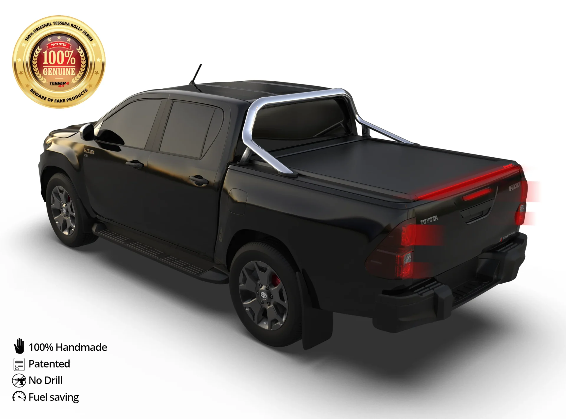 Laderaumabdeckung Tessera SE+ Toyota Hilux (Revo) 07-2016+ with OEM Roll bar 010 Laderaumabdeckung Rollverdeck Tessera SE+ manuell für Toyota Hilux Revo 2016+ mit OEM Überrollbügel D/C TESS 16161 SE+ black matt